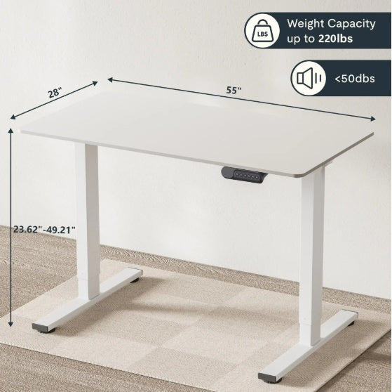 Electric Standing Desk Dual Motor 3 Stages Adjustable Height Desk Home Office Computer Workstation Sit Stand Up Desk, 55 X 28 Inch