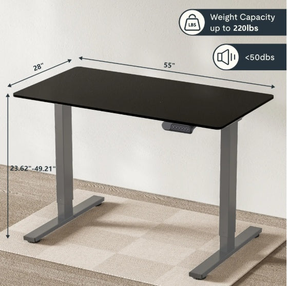 Electric Standing Desk Dual Motor 3 Stages Adjustable Height Desk Home Office Computer Workstation Sit Stand Up Desk, 55 X 28 Inch