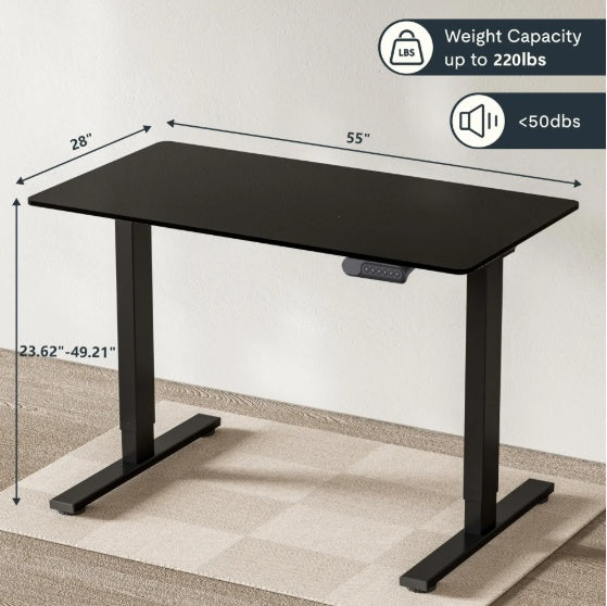 Electric Standing Desk Dual Motor 3 Stages Adjustable Height Desk Home Office Computer Workstation Sit Stand Up Desk, 55 X 28 Inch